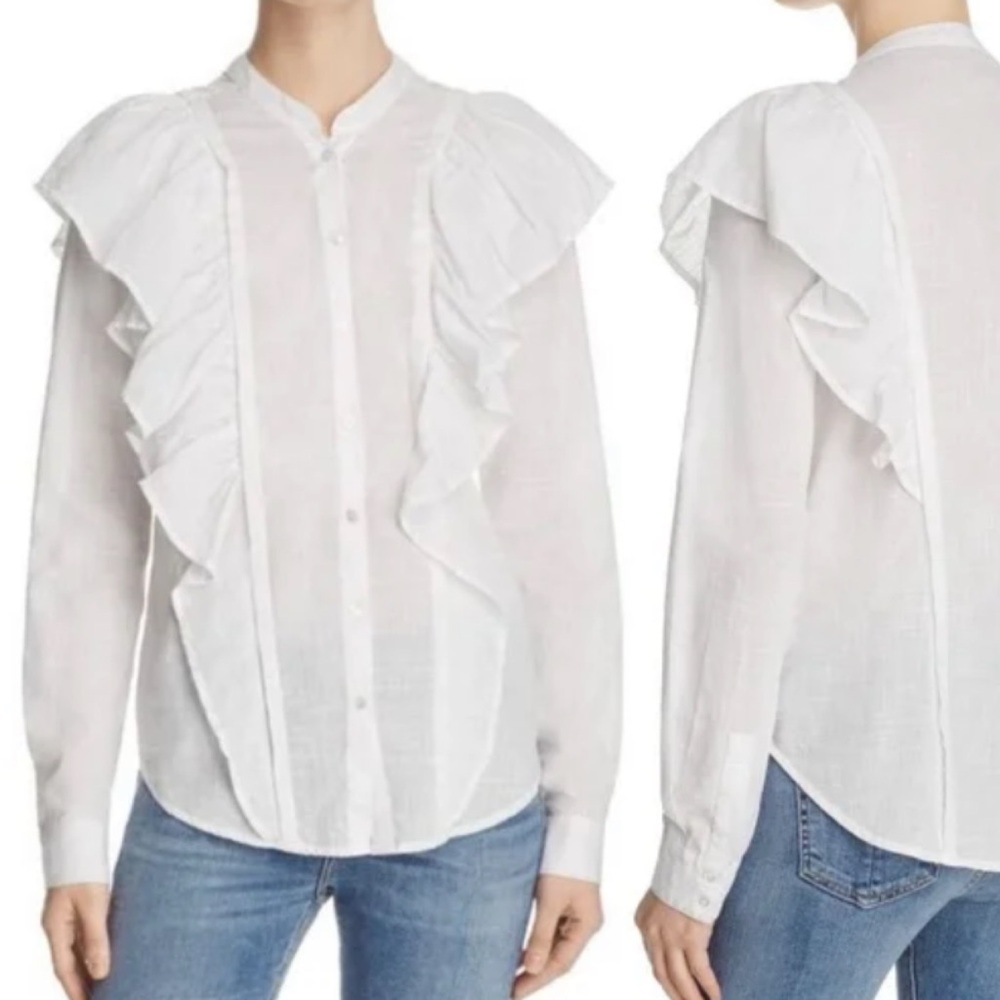 PAIGE 100% Cotton Ruffle Blouse
